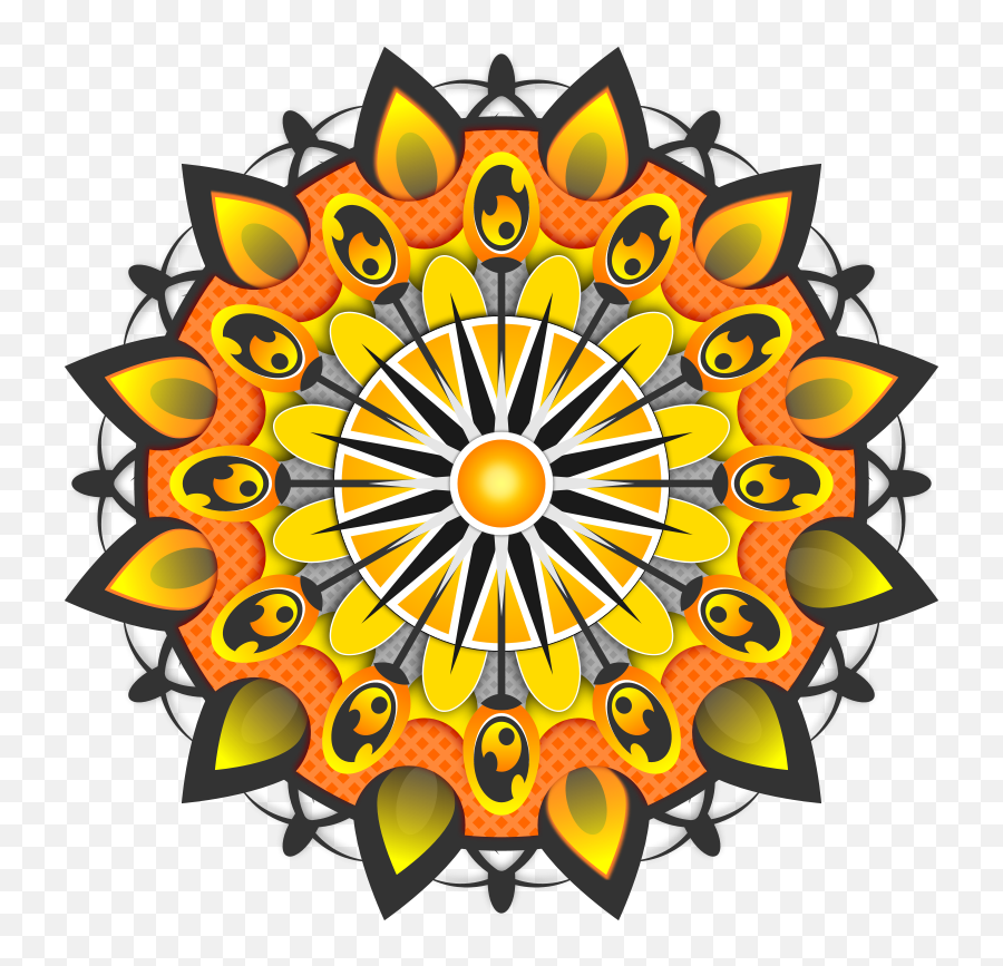 Mandala Yellow 555px - Vector Colorful Mandala Png Free Emoji,Mandala Clipart