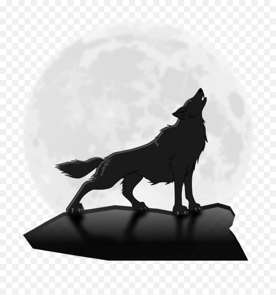 Download Crescent Moon - Howling Wolf Transparent Full Howling Transparent Background Wolf Emoji,Wolf Transparent
