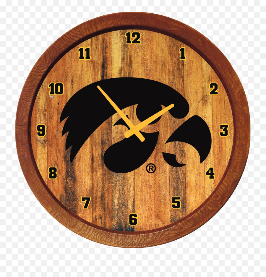 Iowa Hawkeyes Barrel Team Logo Wall - Hawk Eye Barrel Clock Emoji,Iowa Hawkeye Logo