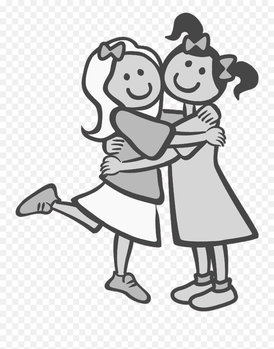 Girl And Boy Hugging Png Black U0026 Free Girl And Boy Hugging - Best Friends Clipart Black And White Emoji,Girl Clipart Black And White