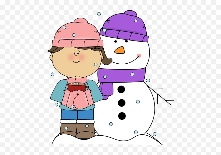 Winter Snowman Clipart - Girl And Snowman Clipart Emoji,Snowman Clipart