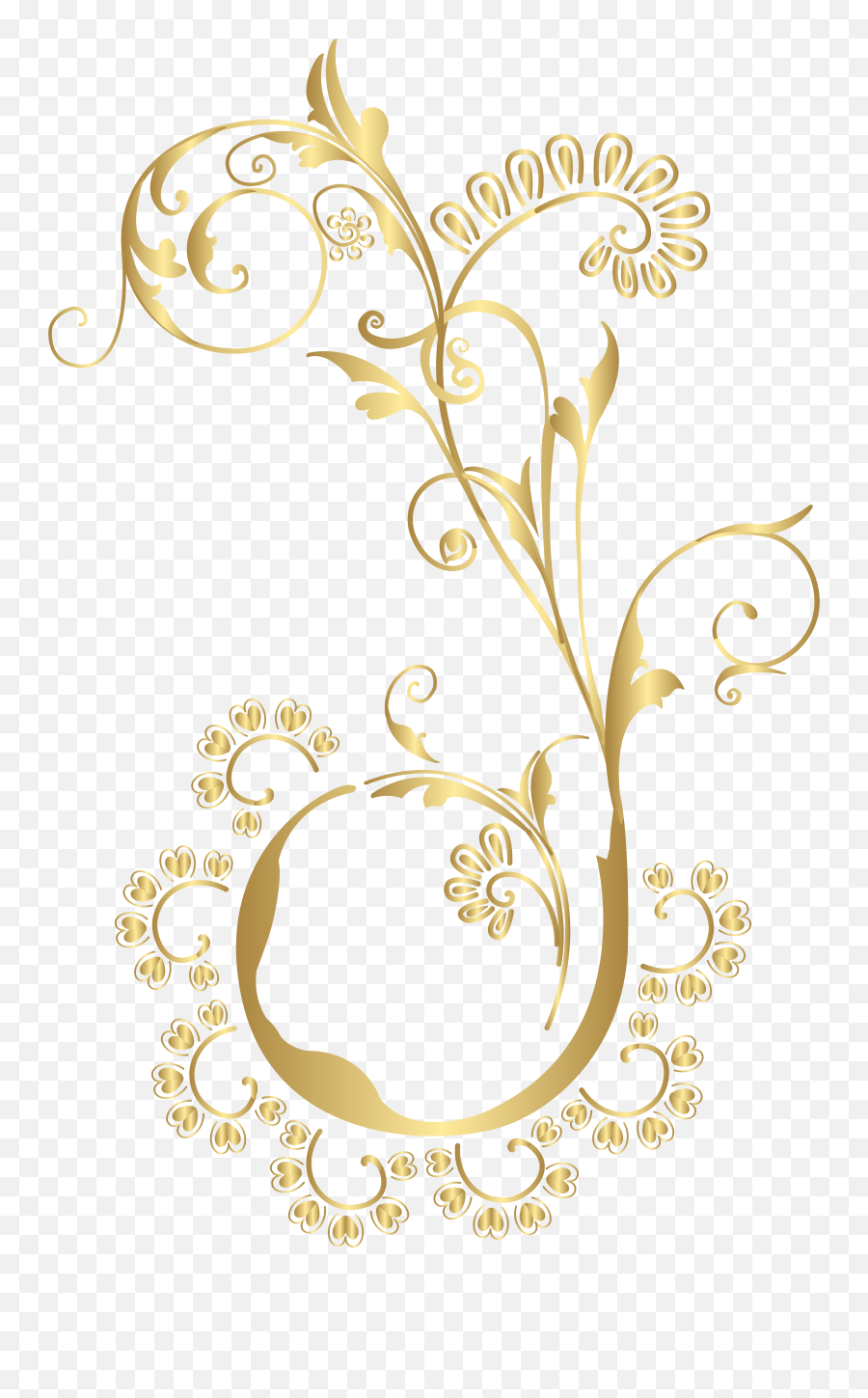 Download Gold Floral Png Png - Gold Floral Design Transparent Emoji,Floral Png