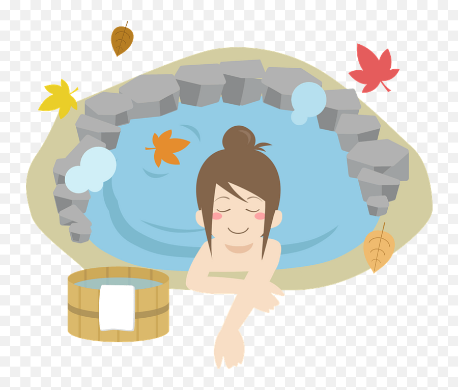 Woman Is Relaxing In A Hot Spring Clipart Free Download Emoji,Relaxing Clipart