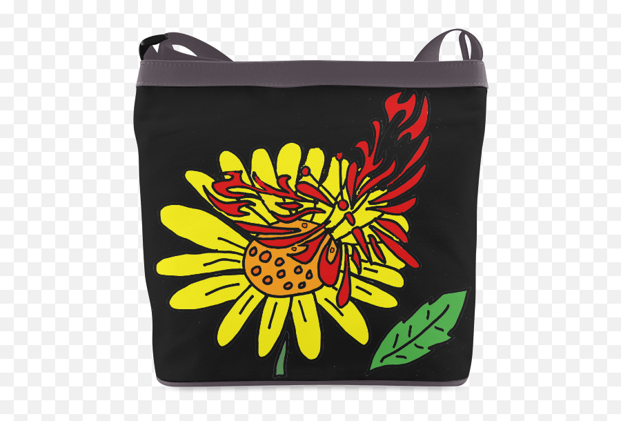 Red Butterfly On Yellow Daisy Art Crossbody Bags Model Emoji,Yellow Daisy Png