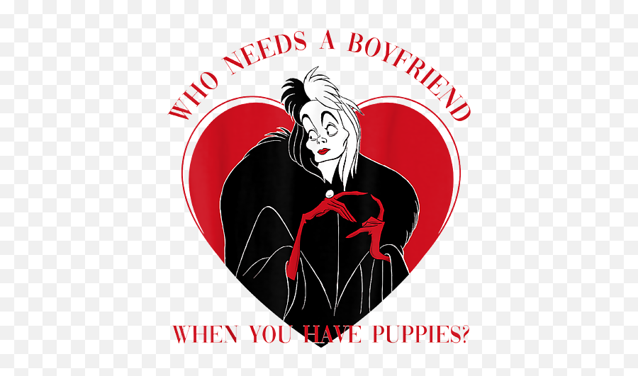 Disney Villains Valentines Cruella Who Needs A Boyfriend Emoji,Disney Villains Logo