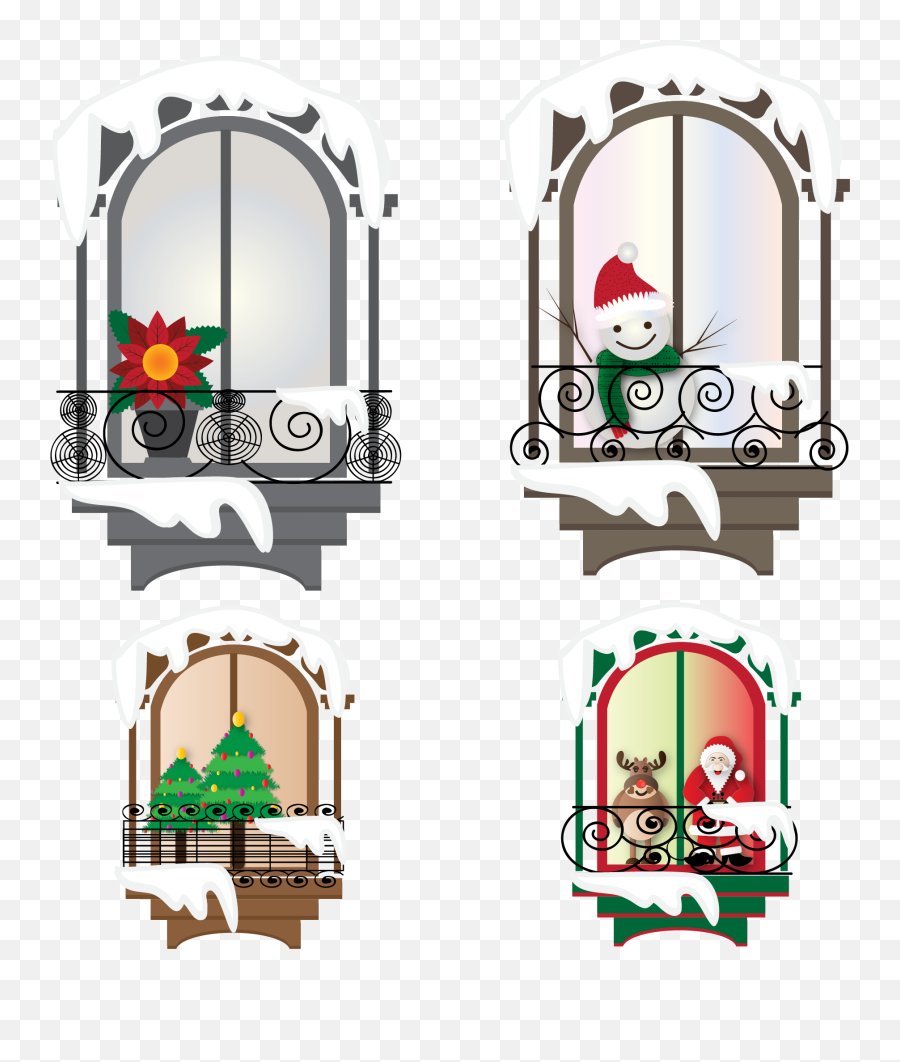 Christmas Window Christmas Window Clip Art - Vector Windows Christmas Window Png Emoji,Transparent Window