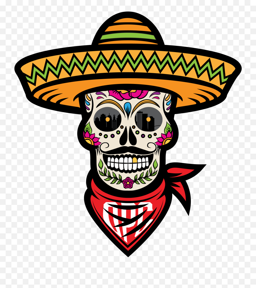 Mexican Skull Vector Sombrero Clipart - Full Size Clipart Clipart Sugar Skull With Sombrero Emoji,Sombreros Clipart