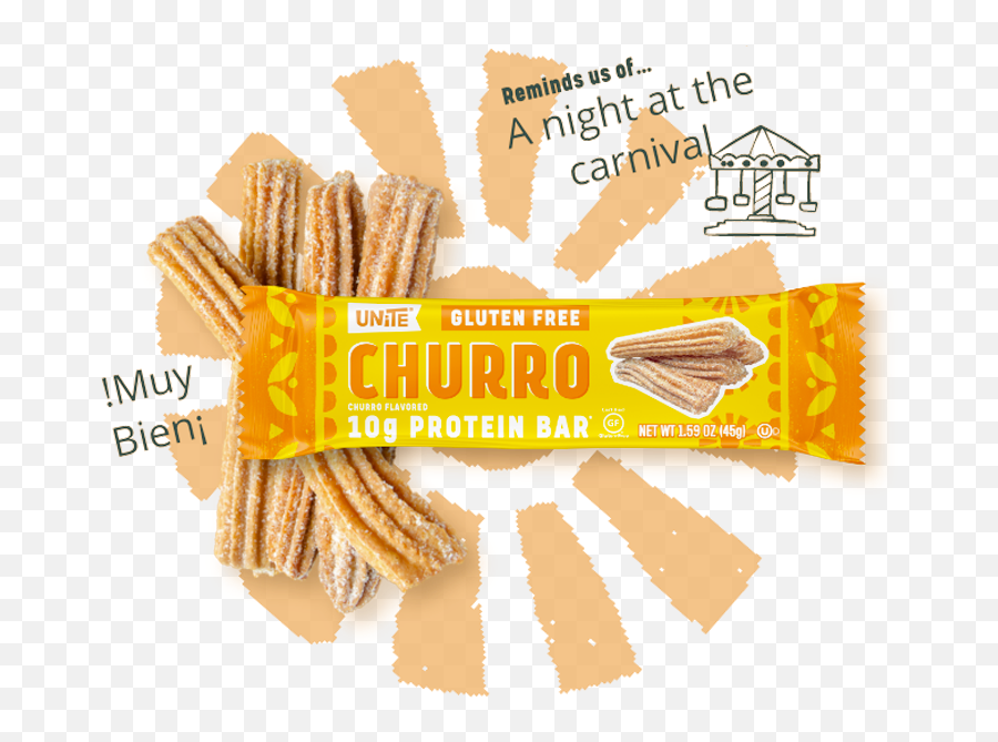 Unite Food Churro Flavor Protein Bar - 10g Protein Gluten Free Emoji,Churros Png