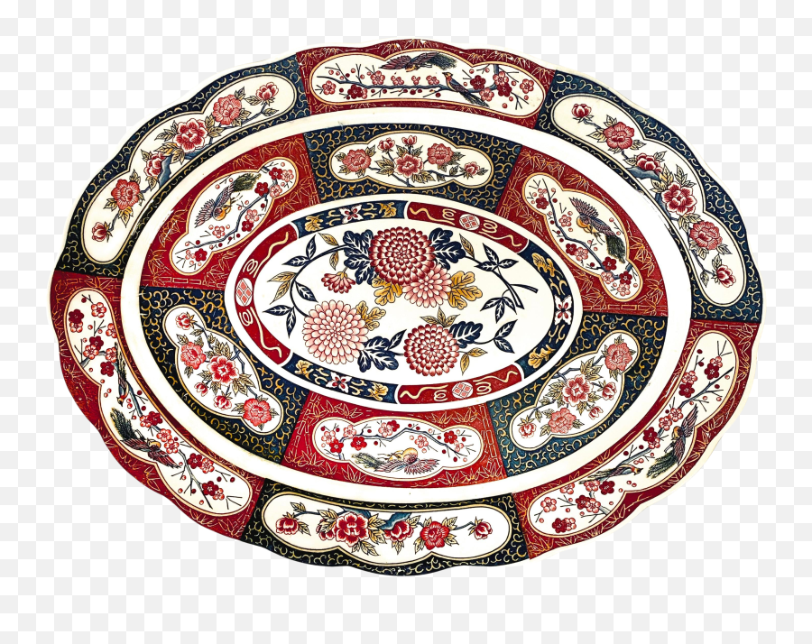 C 1950s Chinese Imari Porcelain Platter With Red U0026 Blue Ornamental Flowers Emoji,Red And Blue C Logo