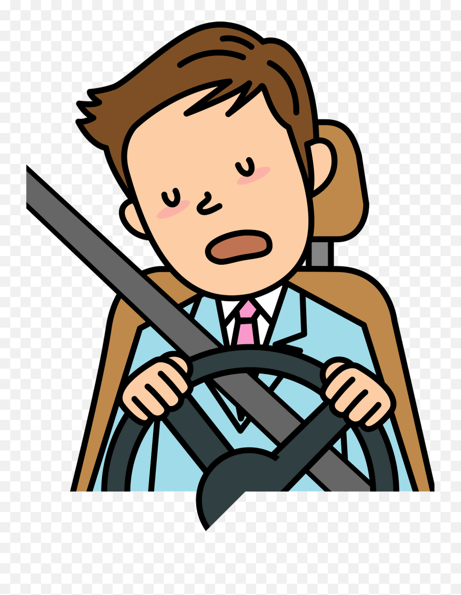 Man Is Driving While Tired Clipart - Happy Emoji,Tired Clipart