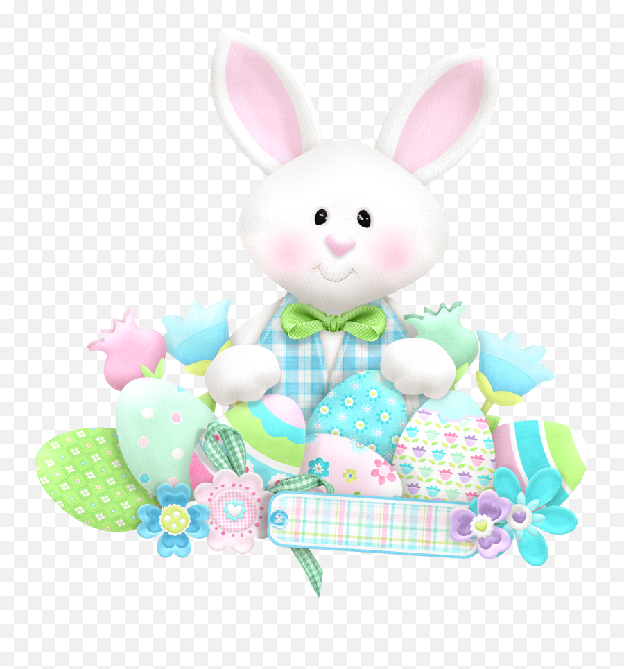 Easter Cute Bunny With Eggs Png Clipart - Cute Bunny Easter Egg Happy Easter Png Emoji,Easter Bunny Png