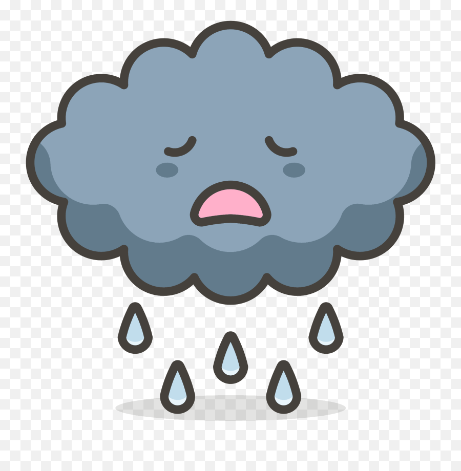 Cloud With Rain Emoji Clipart - Cartoon Cloud Gif Png Transparent Sad Cloud Png,Rain Gif Transparent