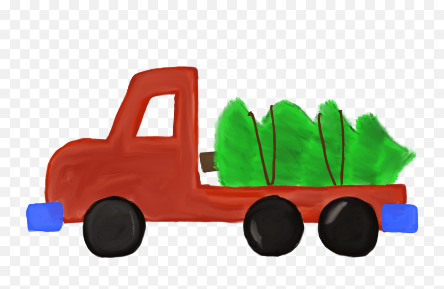 Flatbed Truck With Christmas Tree - Commercial Vehicle Emoji,Watercolor Png
