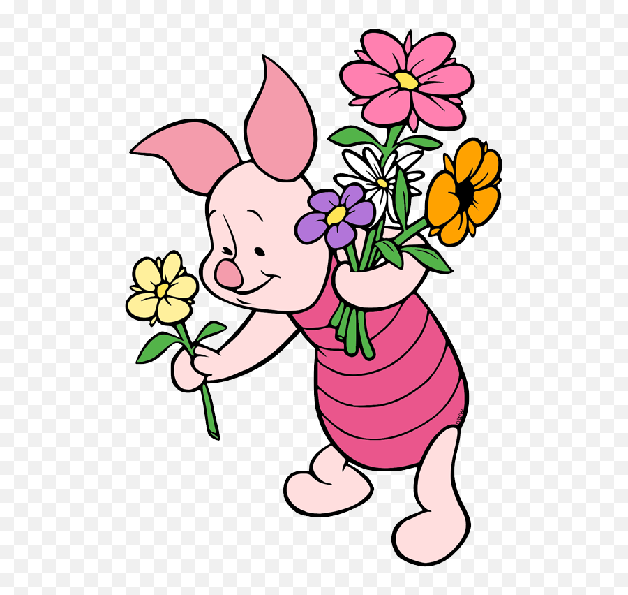 Piglet Picking Flowers - Cartoon May Flowers Clipart May Flowers Cartoon Emoji,May Clipart