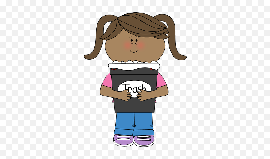 Girl Classroom Trash Helper Clip Art - Door Holder Clipart Emoji,Schedule Clipart
