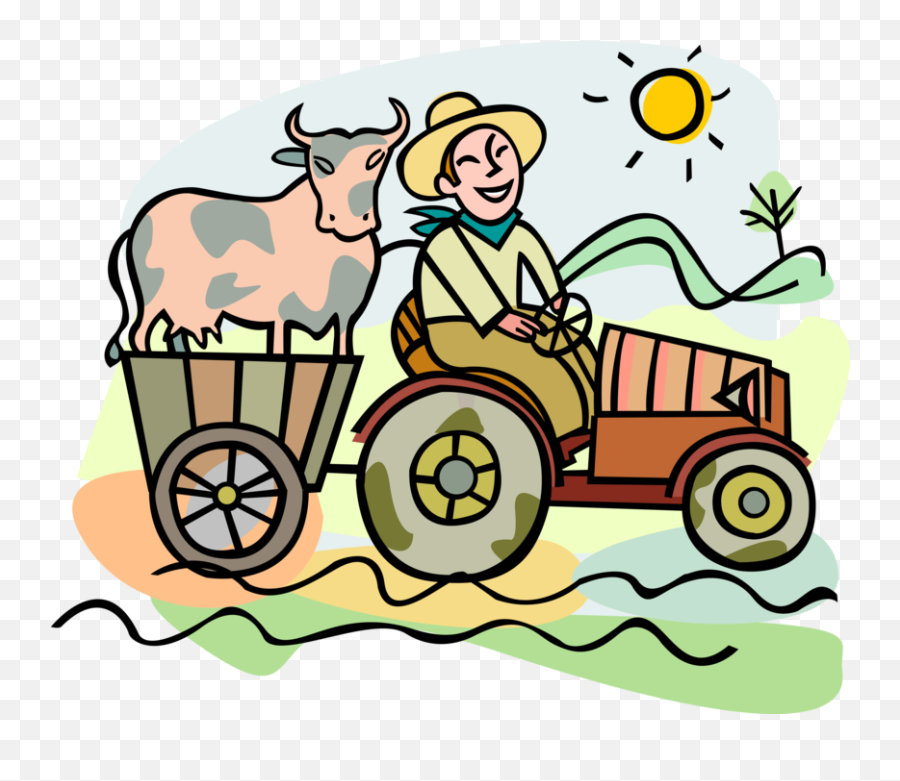 Farmer Drives Farm Tractor - Vector Image Emoji,Farmer On Tractor Clipart