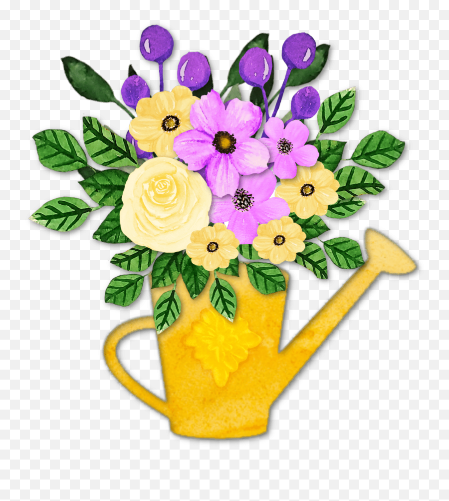 Watercolor Floral Clip Art Free - Yellow Watercan Arrangement Emoji,Watercolor Pumpkin Clipart