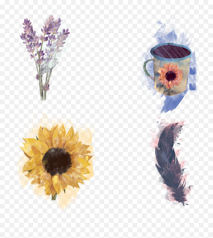 Use These Sample Clipart Items From The Watercolor - Cute Emoji,Watercolor Sunflower Png