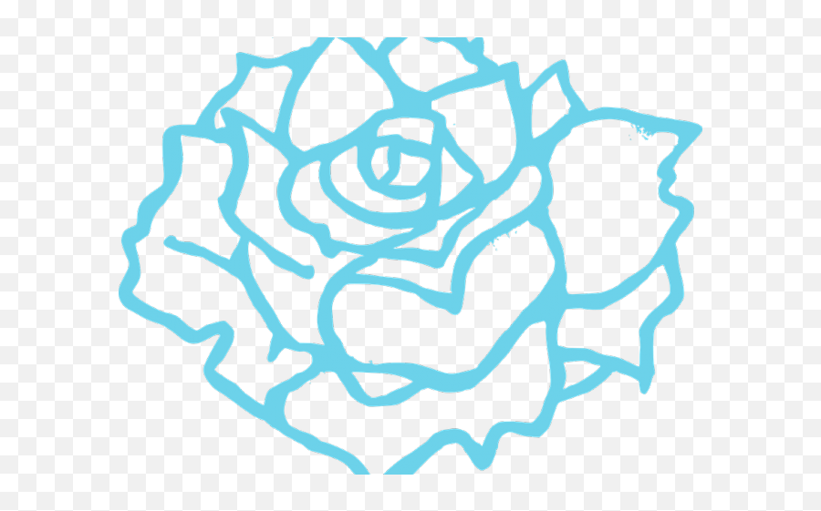 Blue Flower Clipart Outline - Simple Rose Clip Art Black And Clip Art Emoji,Rose Clipart Black And White