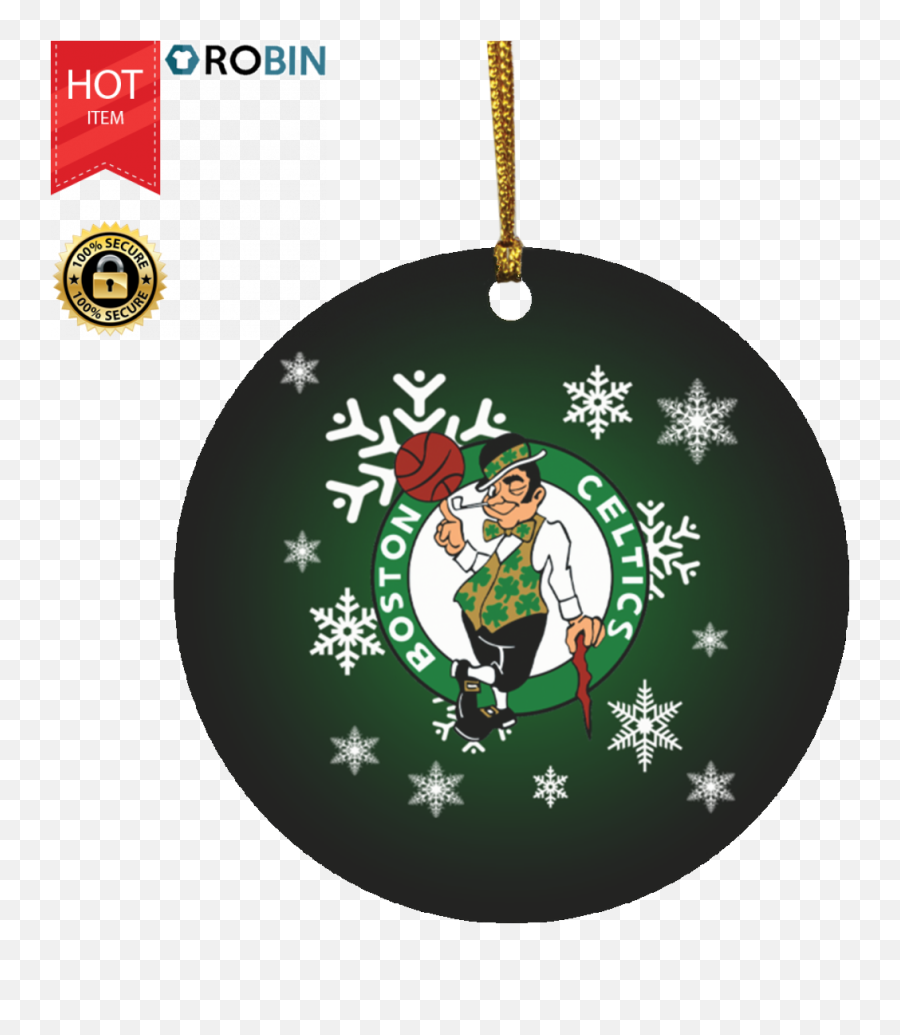 Boston Celtics Merry Christmas Circle Ornament - Boston Celtics Emoji,Boston Celtics Logo