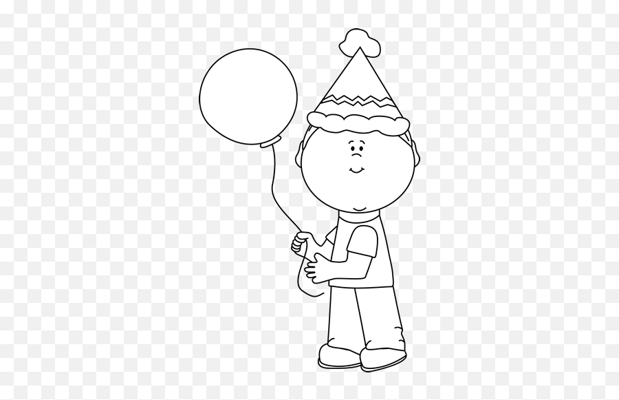 White Kid With Birthday Balloon - My Cute Graphics Girl Black And White Emoji,Balloon Clipart Black And White