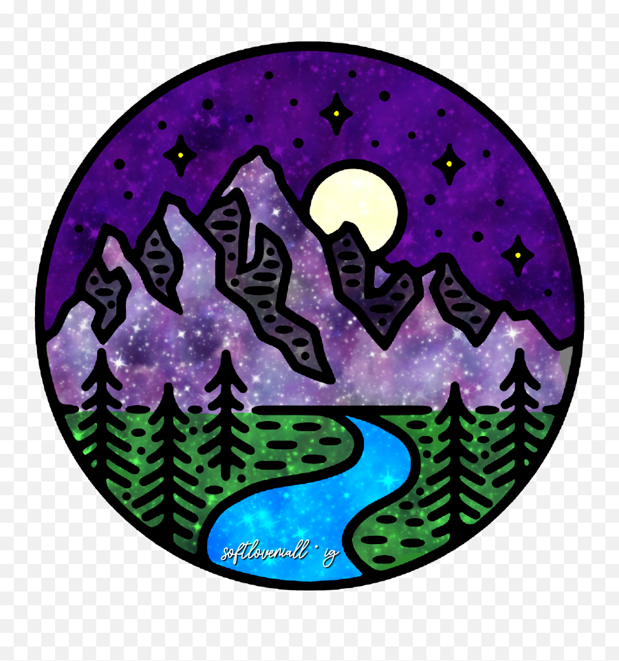 Forest Nighttime Wilderness Mountains Mountainrange - Mountain Clipart Circle Emoji,Mountain Range Clipart