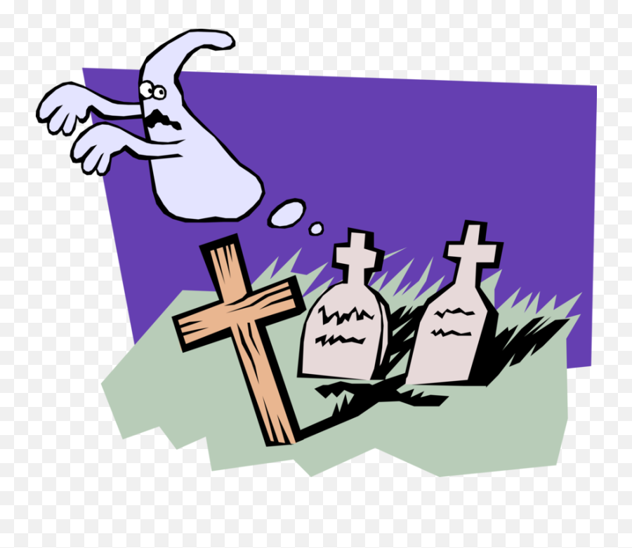 Vector Illustration Of Graveyard With Cross And Tombstones - Death Emoji,Graveyard Clipart