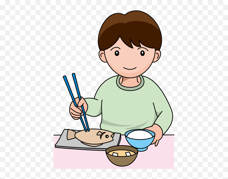Eating Dinner Clipart - Kid Eating Fish Clipart Emoji,Dinner Clipart