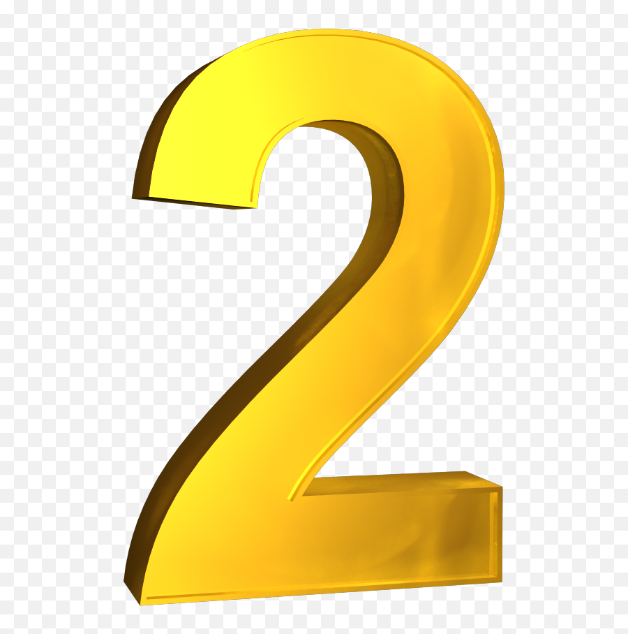 3d Numbers - Golden Number 2 Transparent Background Emoji,Numbers Clipart