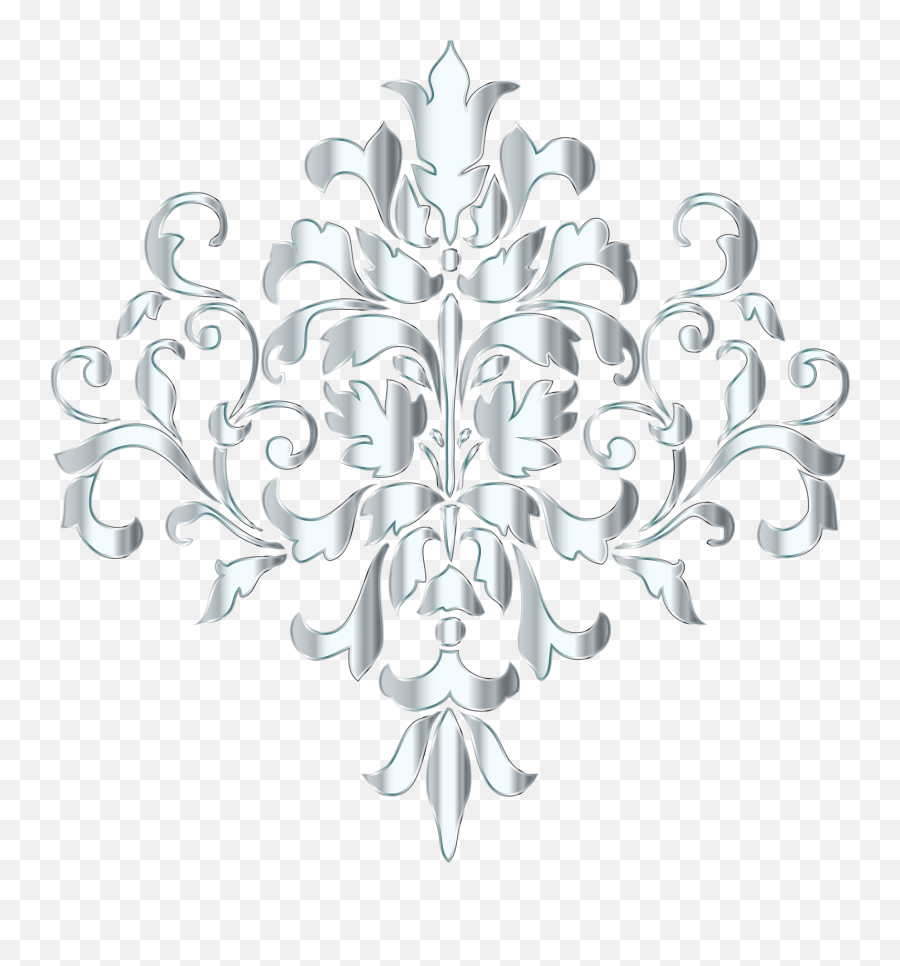Flourish Clipart Silver Flower - Silver Damask Png Emoji,Flourish Clipart