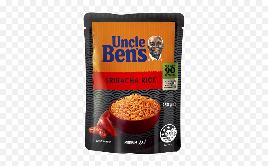 Uncle Bens Sriracha Rice 250g - Uncle Rice Tomato And Basil Emoji,Rice Png