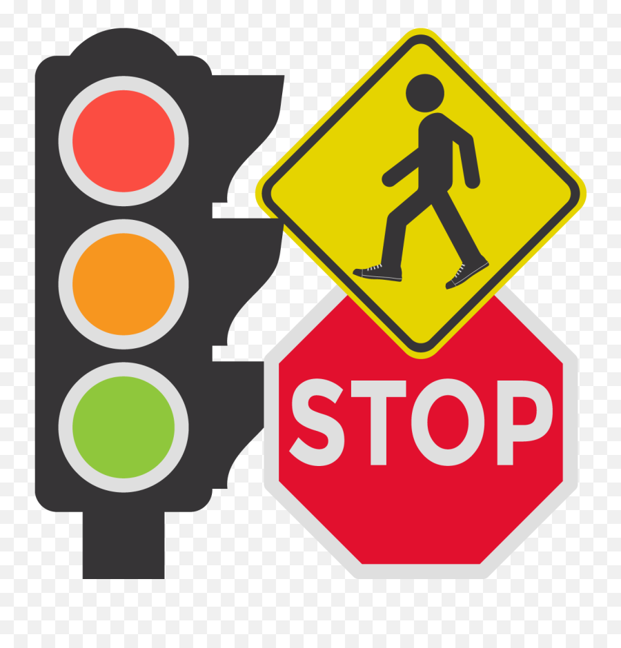 A Traffic Light A Stop Sign And A Yield To Pedestrians - Mc Hammer Emoji,Stop Sign Clipart