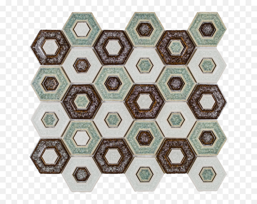 Multi Color Crackled Glass Hexagon - Rug Emoji,Hexagon Pattern Png