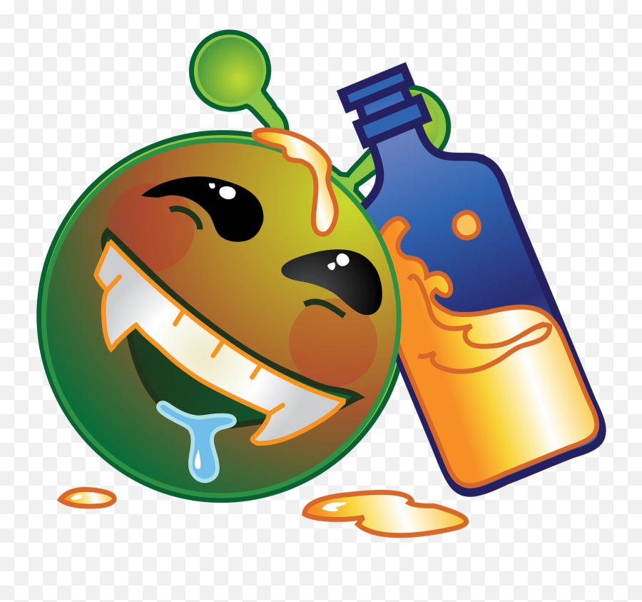 Smiley Green Alien Drunk Happy Clipart Free Download Emoji,Drunk Clipart