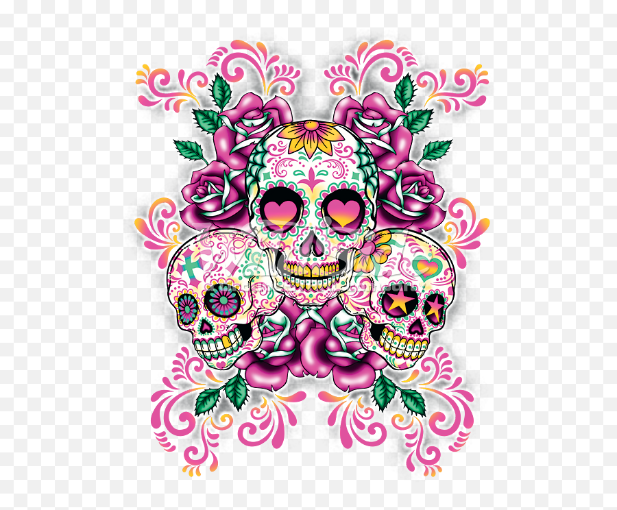 Pink Sugar Skulls Clipart - Sugar Skulls Clipart Emoji,Sugar Skull Clipart