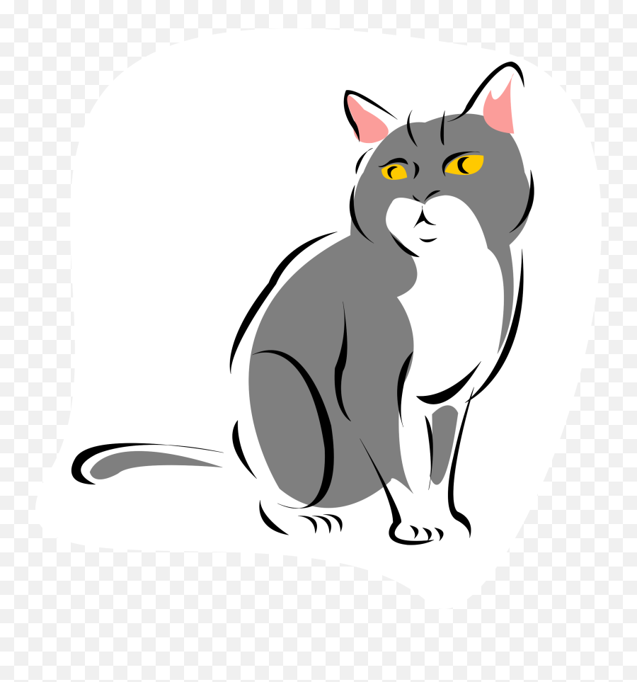 White Cat Clipart Vector Clip Art Online Royalty Free - Cat Clipart Png Emoji,Cat Clipart Black And White