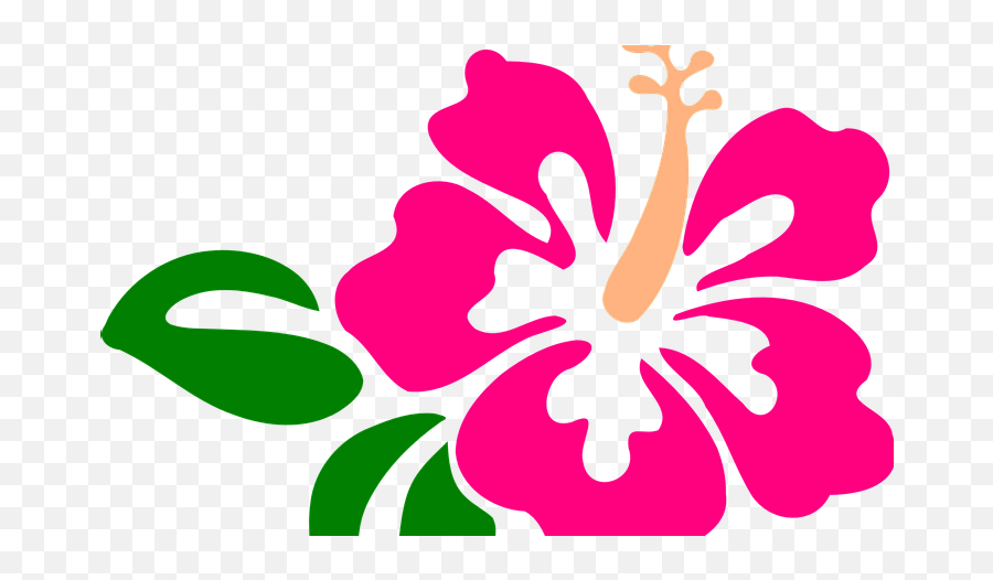 Hawaiian Flower Clipart With Green Leafs - Hibiscus Clip Art Clipart Hawaiian Flower Emoji,Hawaiian Flower Clipart