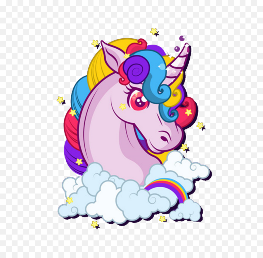 Kawaii Unicorn Horse Fantasy Head - Unicorn Coloring Rainbow Unicorn Stickers Printable Emoji,Unicorn Head Clipart