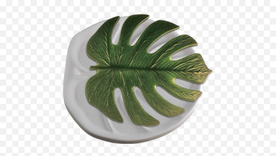 Download Ceramic Monstera Leaf Plate - Full Size Png Image Glass Mold Leaf Emoji,Monstera Leaf Png