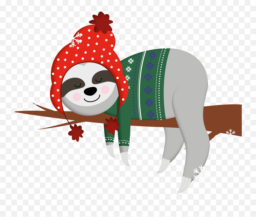 Winter Sloth Clipart Free Download Transparent Png Creazilla - Sloth Winter Clipart Emoji,Bandana Clipart