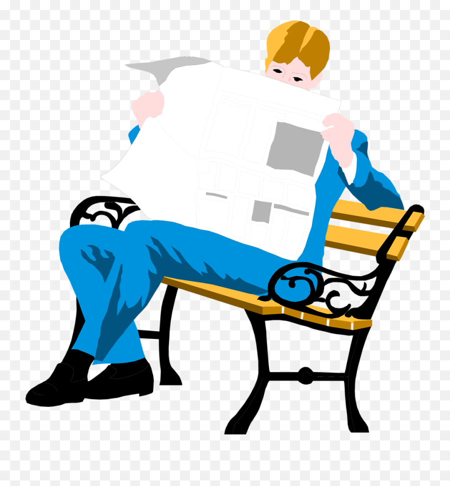 Benches Clip Art - Reading Newspaper Clipart Png Clip Art Emoji,Newspaper Clipart