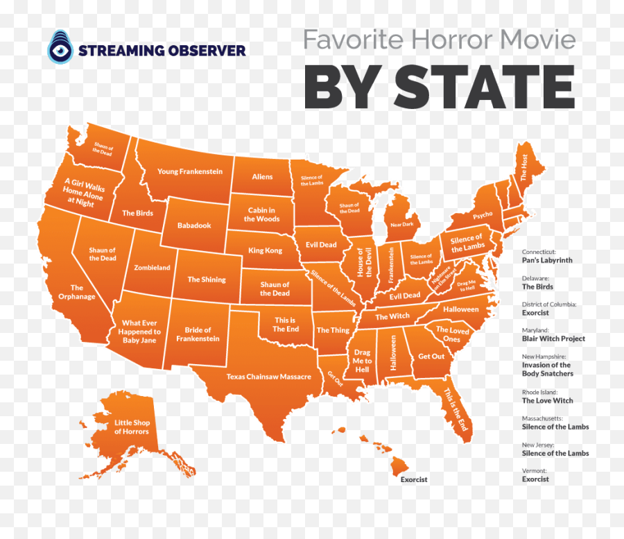 The Horror Movie Your State Is Most Obsessed With Mapped Soda Emoji,Horror Transparent