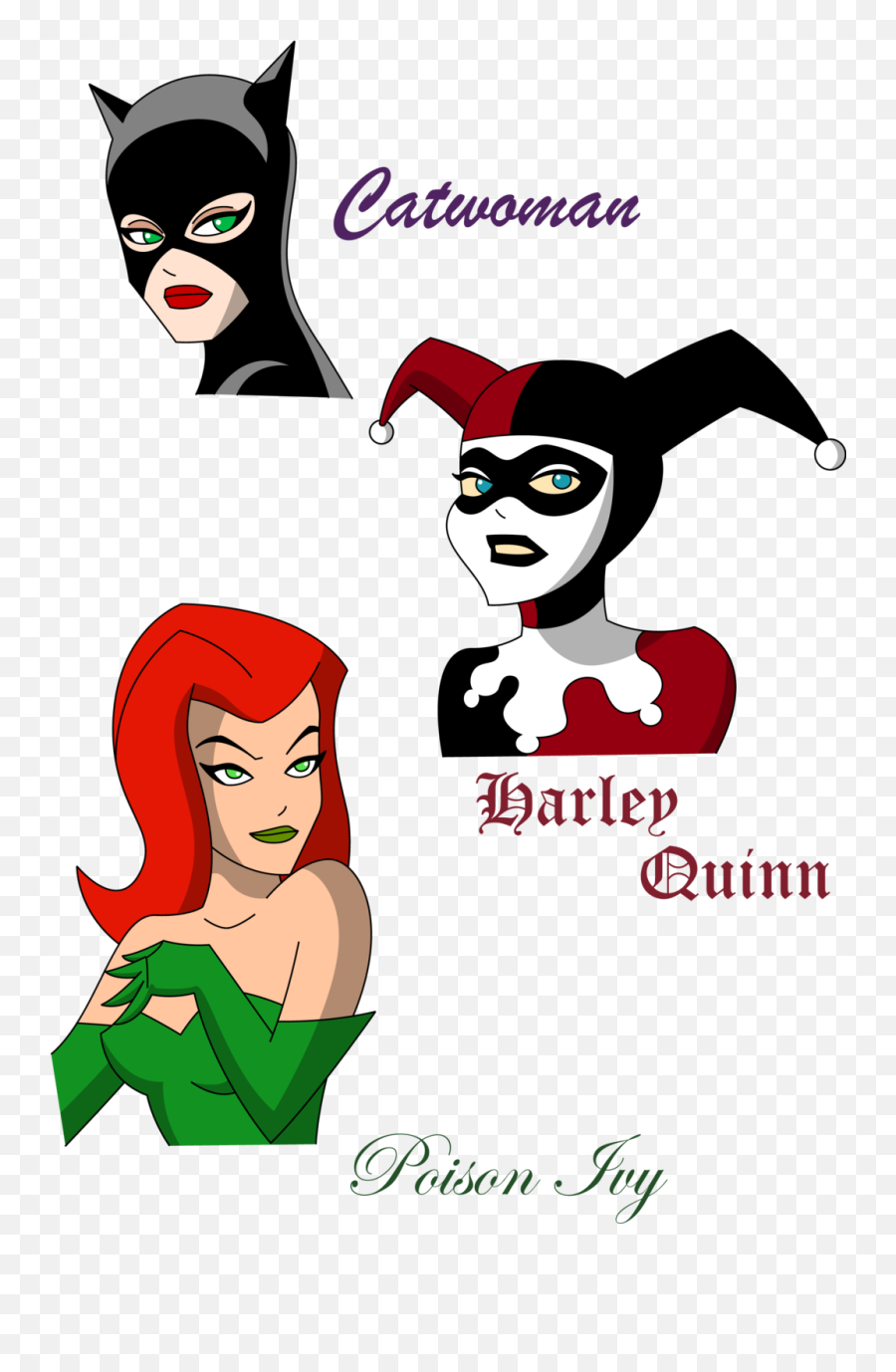 Download Harley Quinn Clipart Face - Poison Ivy And Harley Poison Ivy Harley Quinn And Catwoman Cartoon Emoji,Poison Clipart