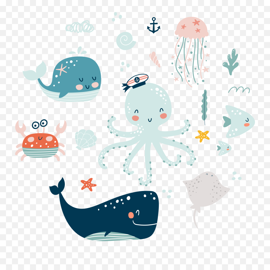 Sea Animals Collection Kids Shirt Emoji,Sassy Clipart