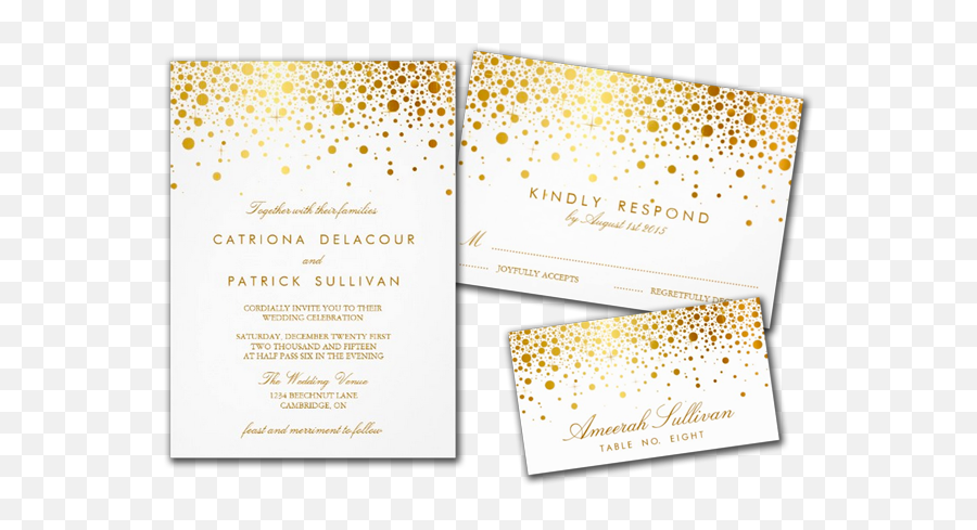 Wedding Cards And Gifts Faux Gold Foil Confetti Elegant - Wedding Card Invitation Gold Emoji,Gold Confetti Png