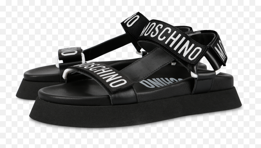 Sandals With Strap And Logo - Moschino Logo Strap Sandals Emoji,Moschino Logo