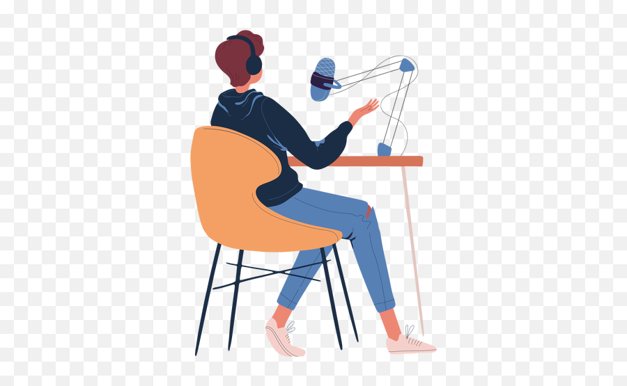 Man Sitting Talking In Podcast Character - Transparent Png Character Emoji,Person Sitting Png