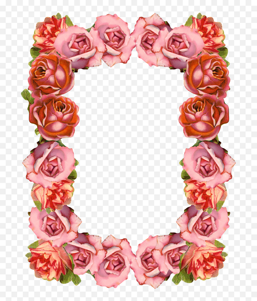 Free Digital Sugary Vintage Rose Frame Emoji,Rose Border Png
