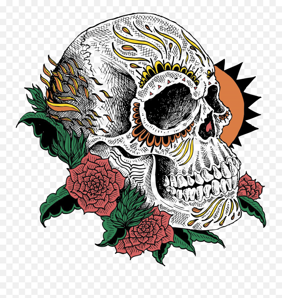 Day Of The Dead Skull Print - Dia De Los Muertos Skull To Print Emoji,Dia De Los Muertos Clipart