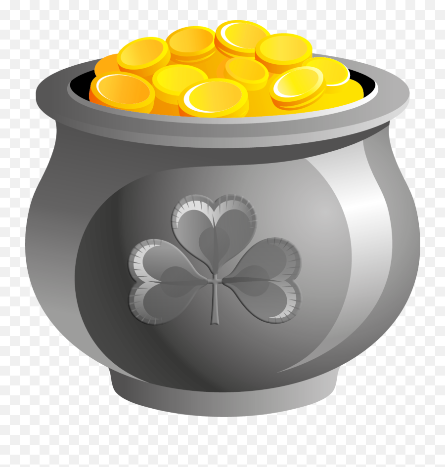 Download St Patrick Pot Of Gold With Coins Png Picture Emoji,Pot Of Gold Png